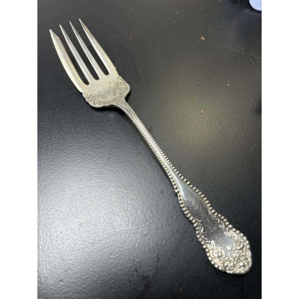 Vintage Ornate Roses ROYAL PLATE Silverplate‎ Serving Fork Meat Fork